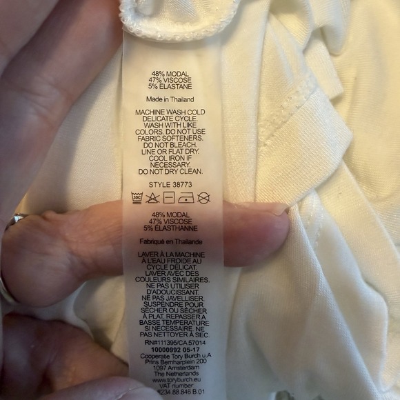 Tory Burch Sport T-Shirt Womens LG White Hi/Lo Modal Long Sleeve Stretch Layer - Picture 5 of 10